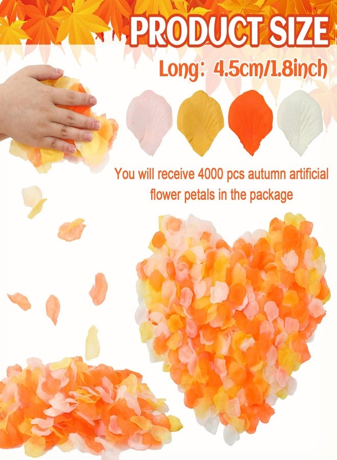 Whaline 4000Pcs Fall Thanksgiving Artificial Floral Petals Orange Pink Yellow Ivory Scatter Fabric Flowers for Autumn Bridal Shower Romantic Night Wedding Aisle Table Centerpieces Decoration - Image 2